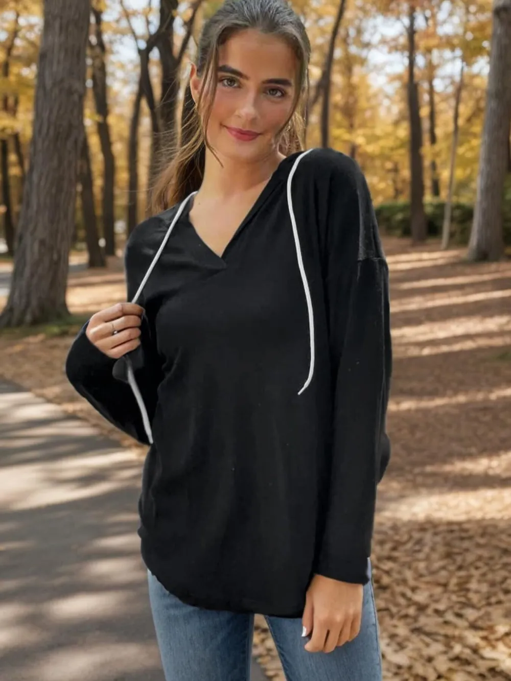 Full Size Drawstring Long Sleeve Hoodie Plus Size, image 4