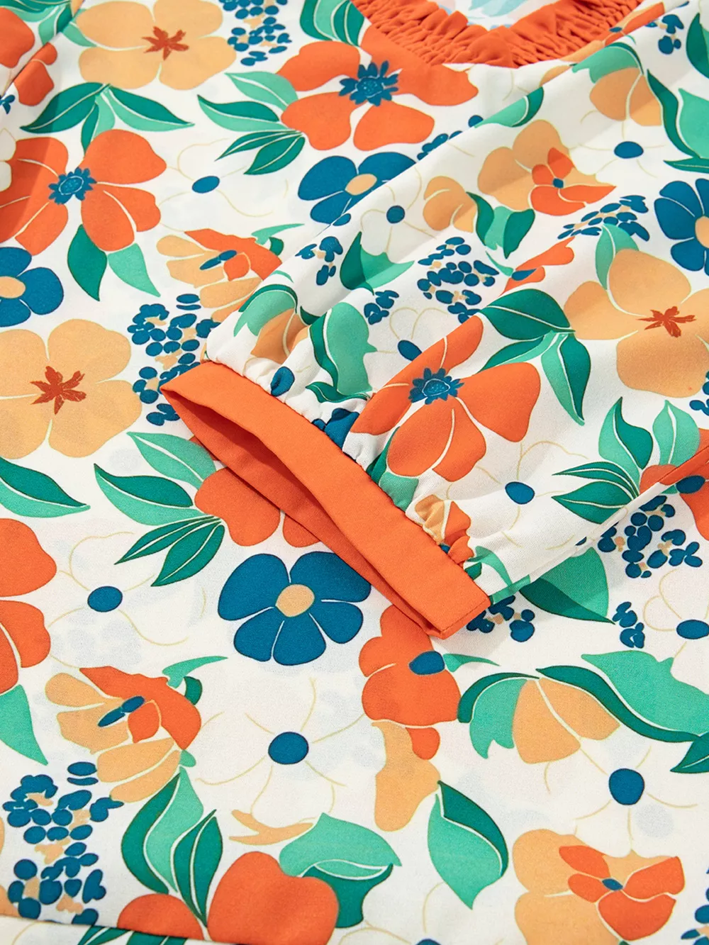 Frilled V Neck Floral Print Blouse, image 4