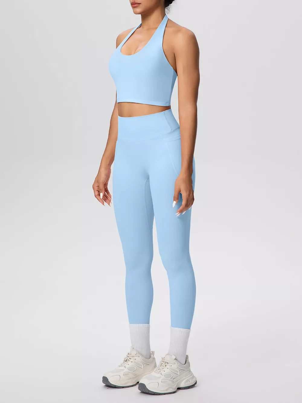 Halter Neck Crop Top and High-Waisted Leggings Active Set, image 24