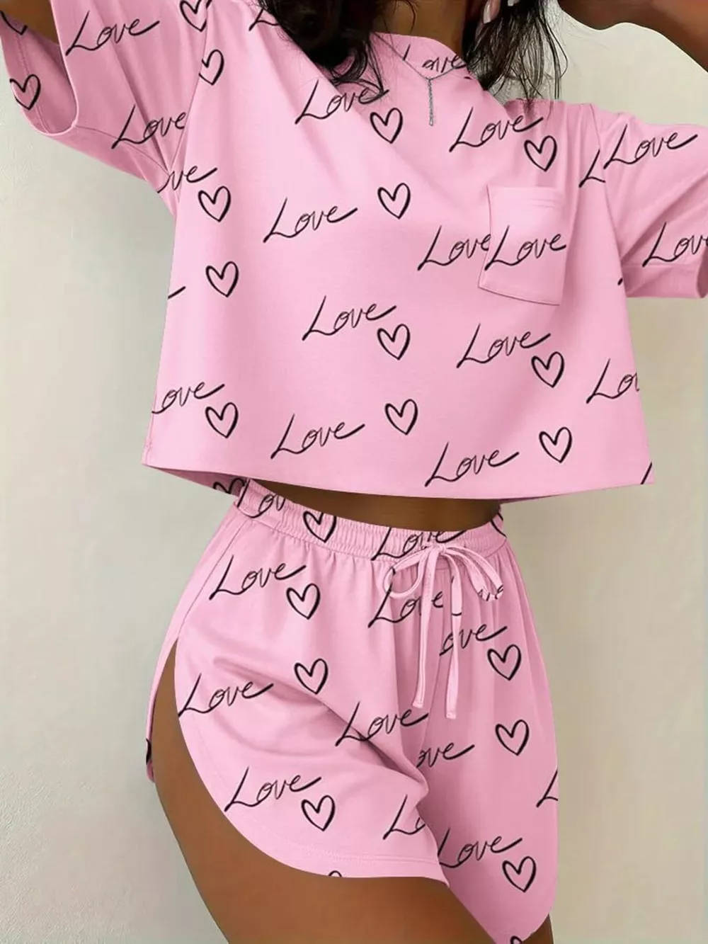 Printed Round Neck Tee and Shorts Set, image 4