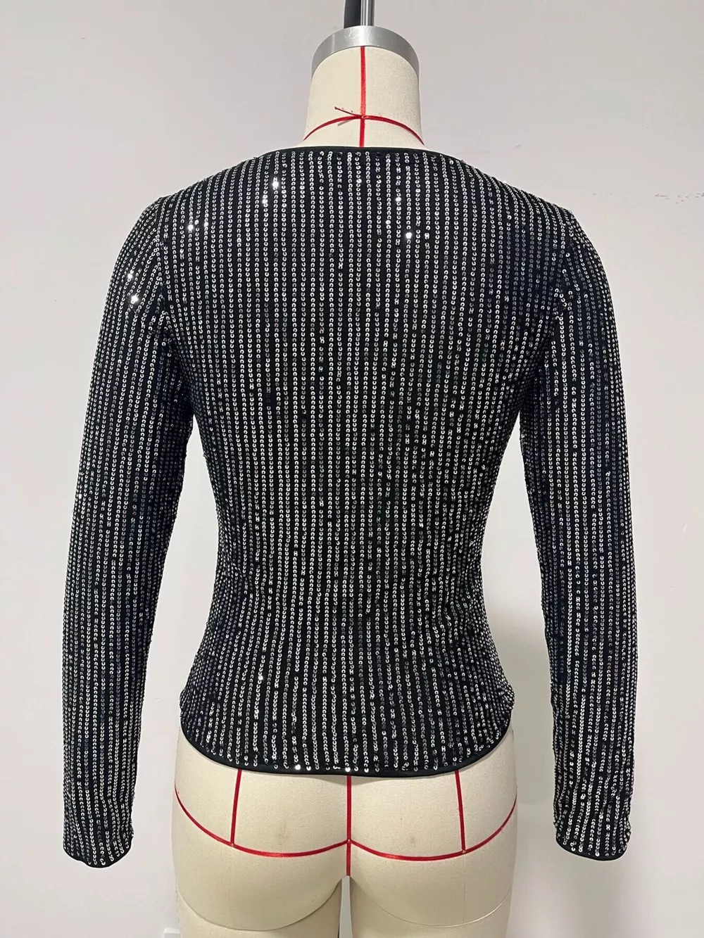 Sequin Long Sleeve Crop T-Shirt, image 4