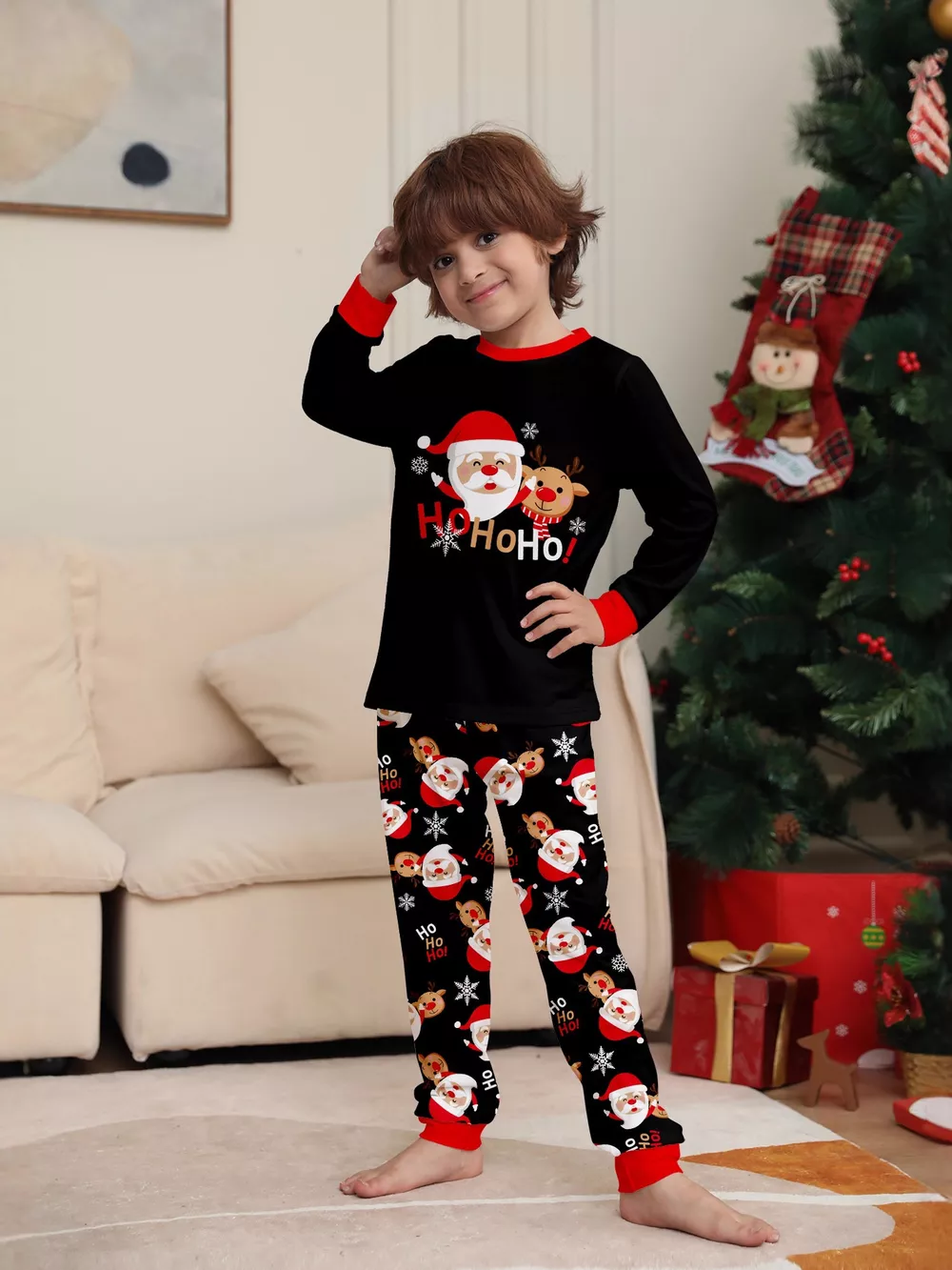 Full Size Matching Family Christmas Pajamas Set with Santa and Reindeer Print Plus Size, image 10