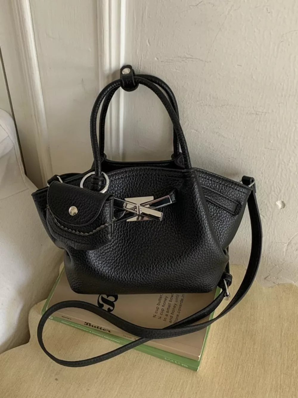 Top Handle Leather Crossbody Bag