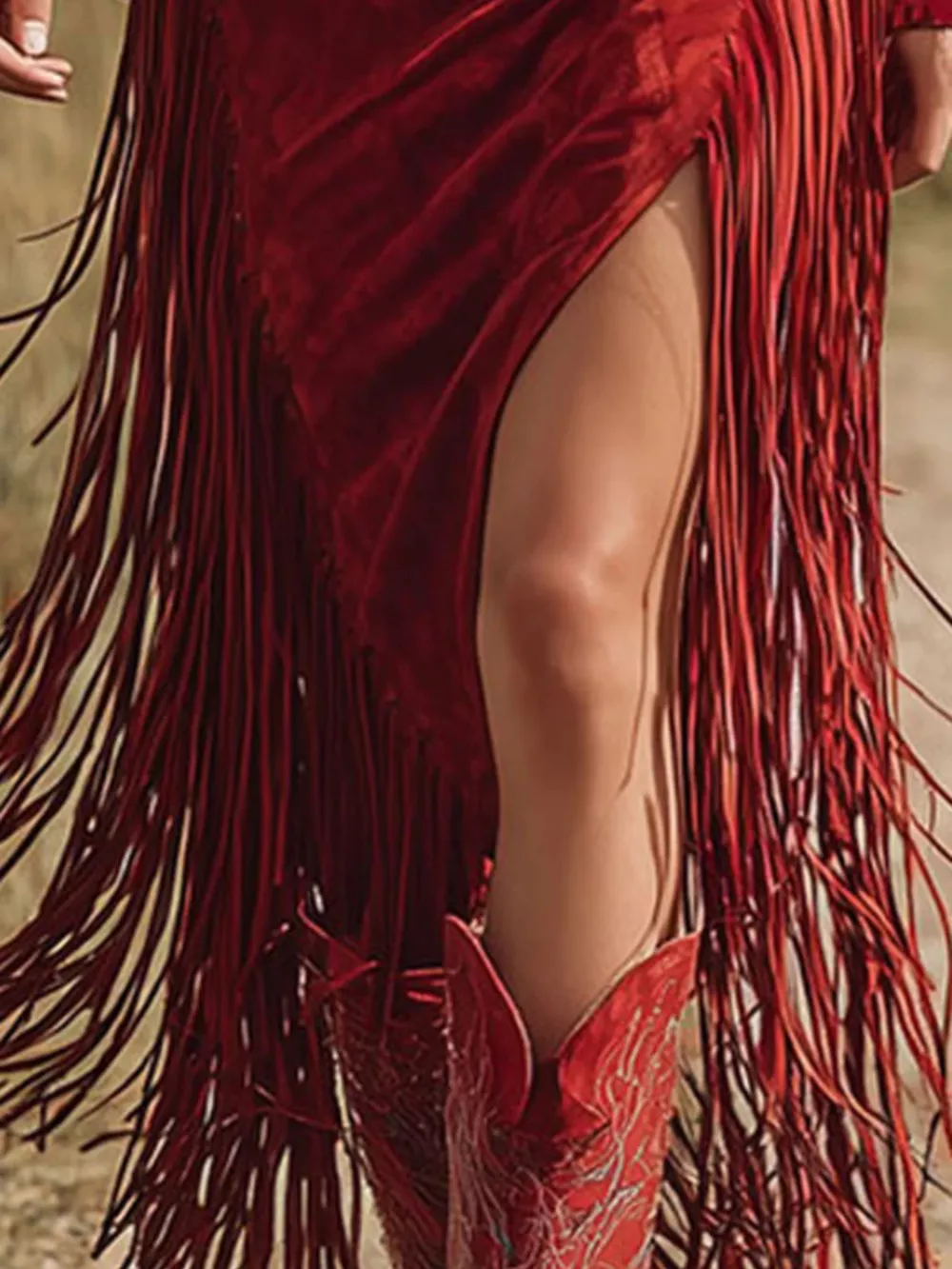 Fringe Zip-Front Midi Dress, image 3