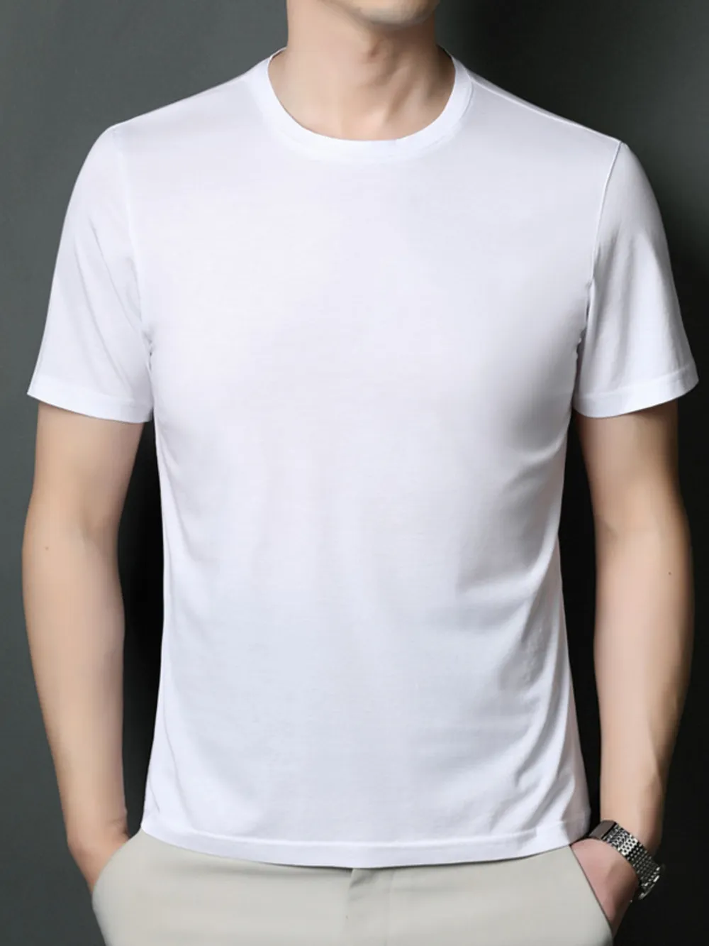 Men's Plus Size Lightweight Breathable Round Neck T-Shirt, image 2