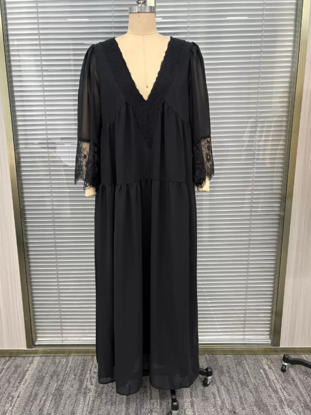 Lace Trim V-Neck Maxi Dress, image 13