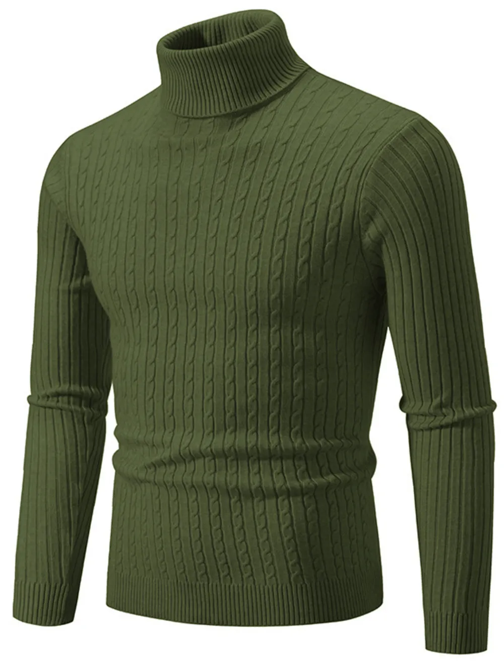 Men's Plus Size Ribbed Turtleneck Long Sleeve Sweater