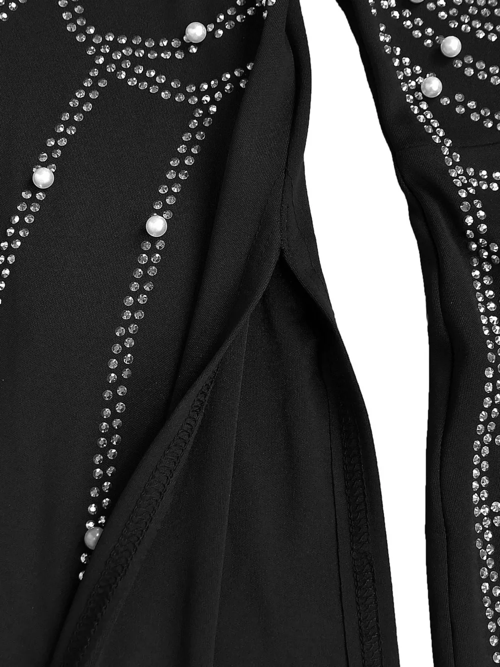 Rhinestone Pearl Detail One-Shoulder Mermaid Maxi Dress, image 14