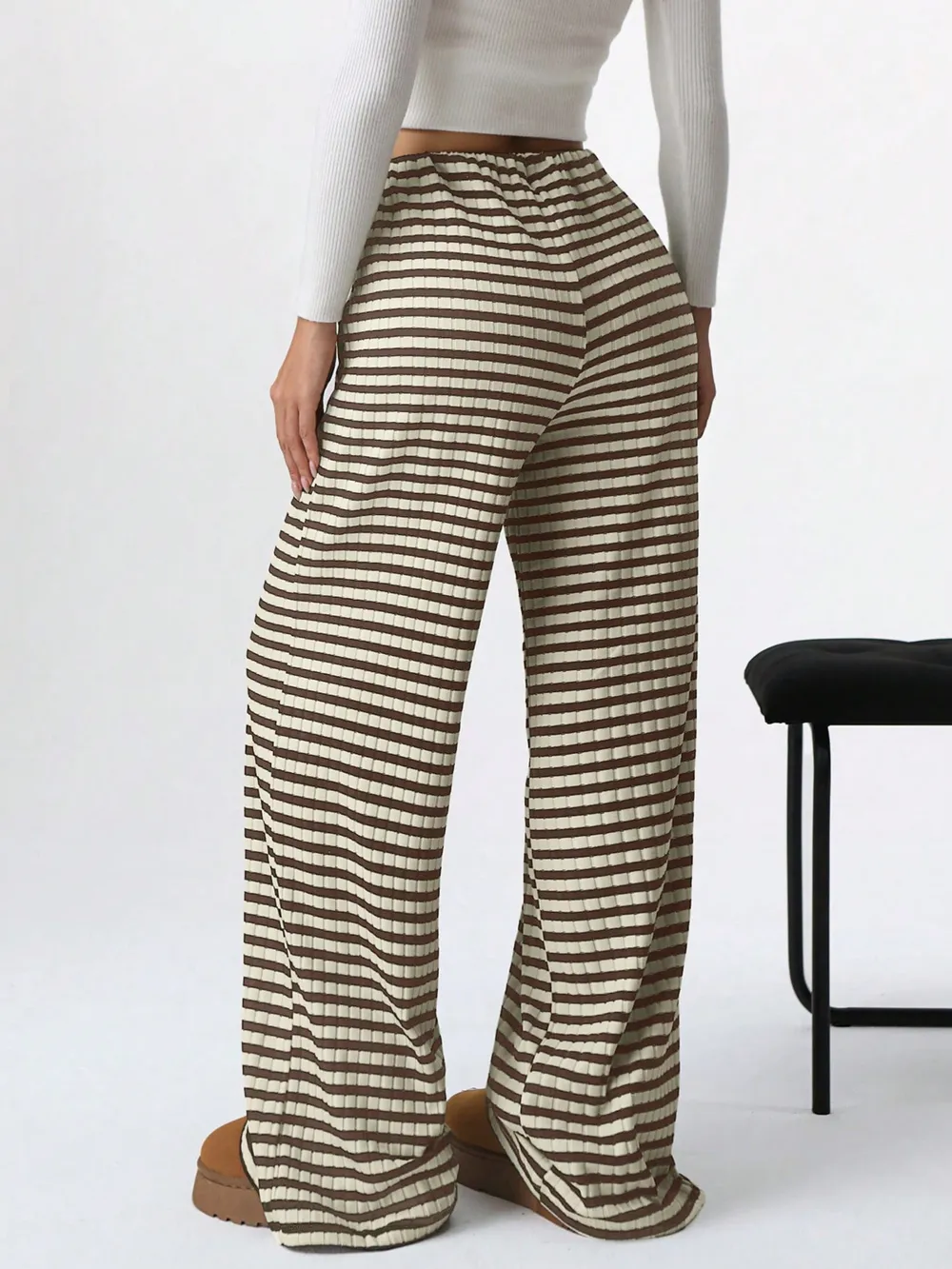 Striped Wide Leg Drawstring Pants, image 21