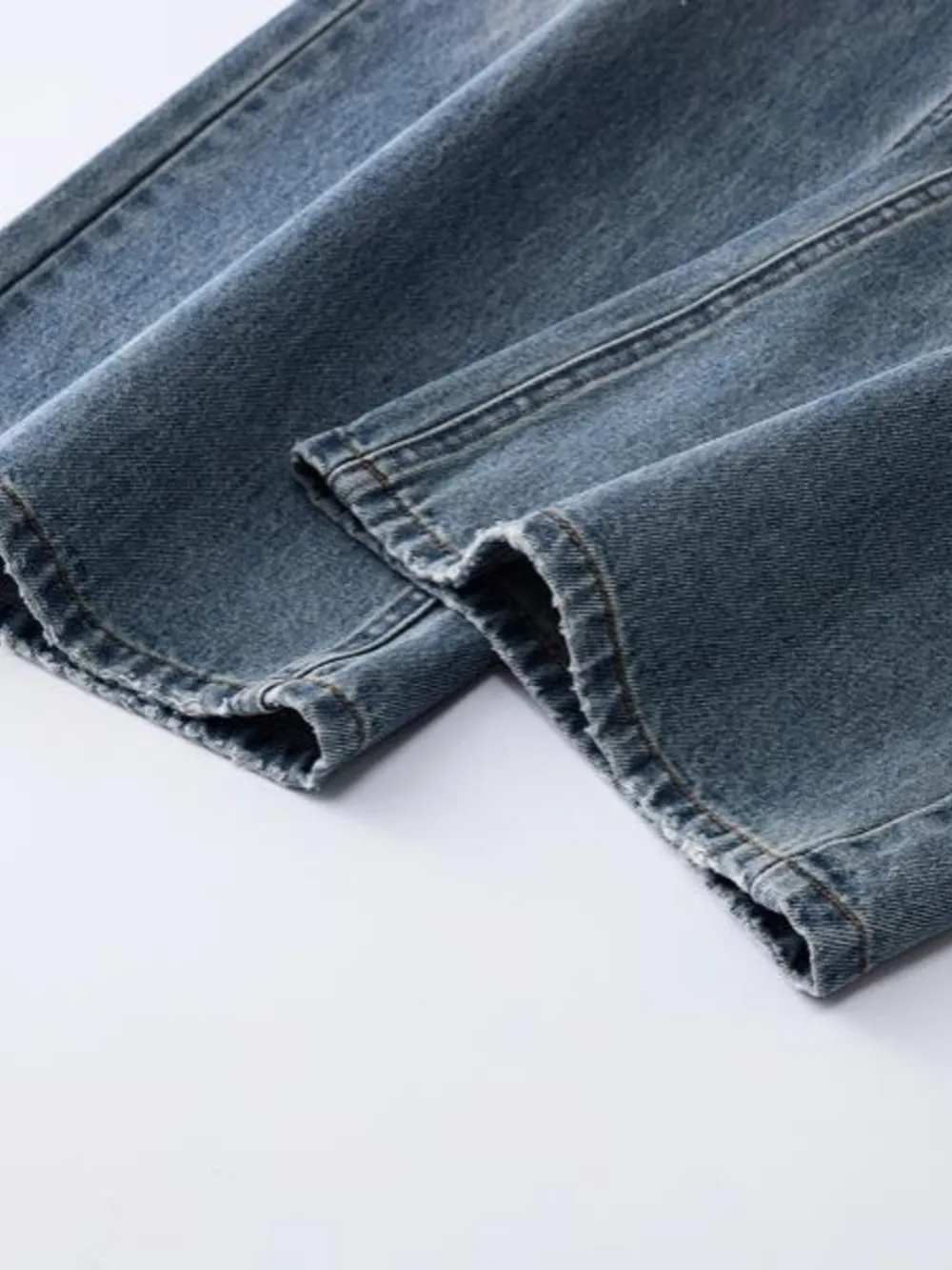 Men's Distressed Button Fly Wide Leg Jeans, image 6