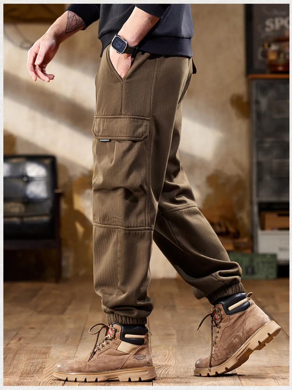 Men's Plus Size Casual Cargo Pants, image 4