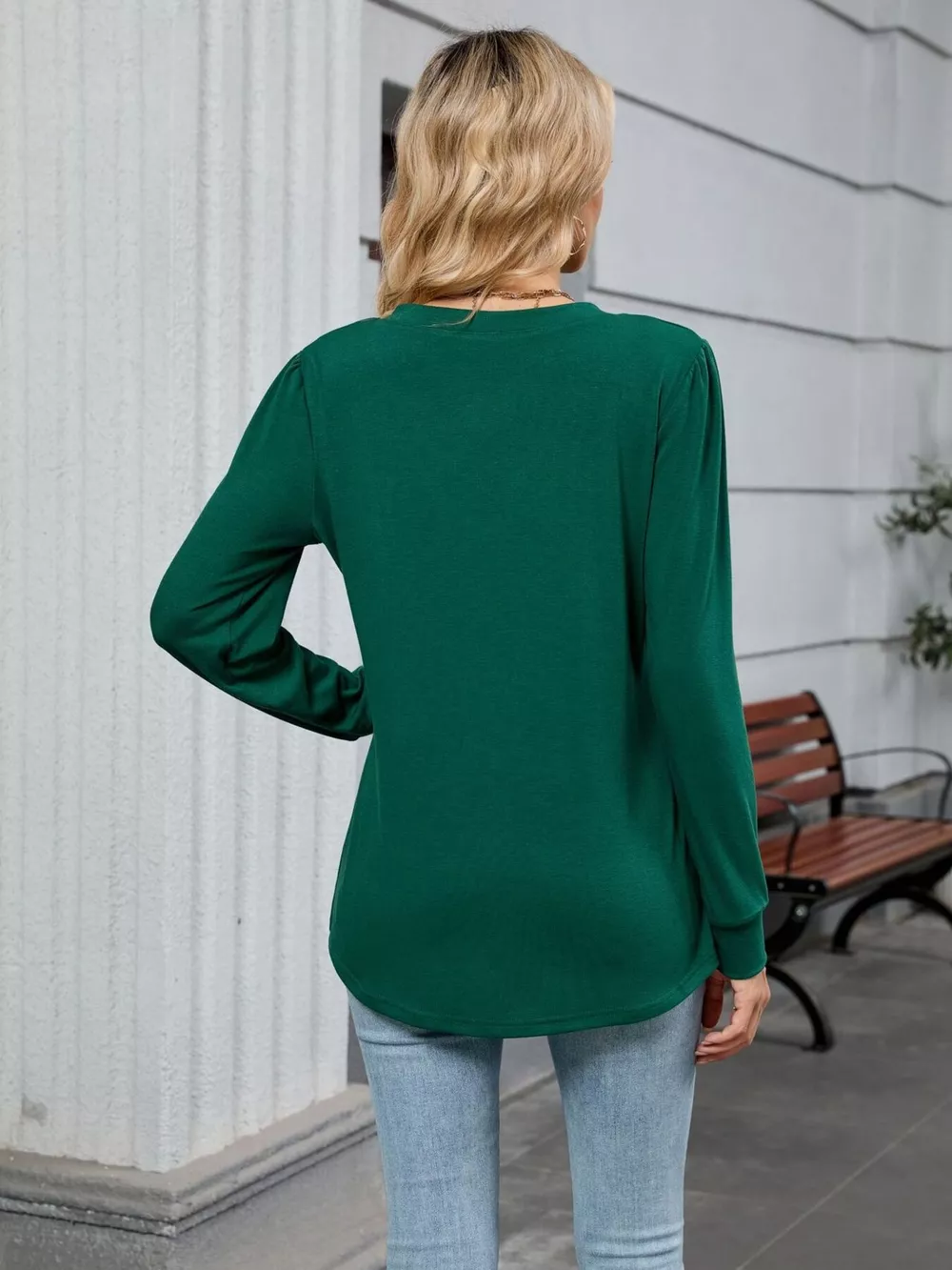 V-Neck Long Sleeve Relaxed Fit T-Shirt, image 16
