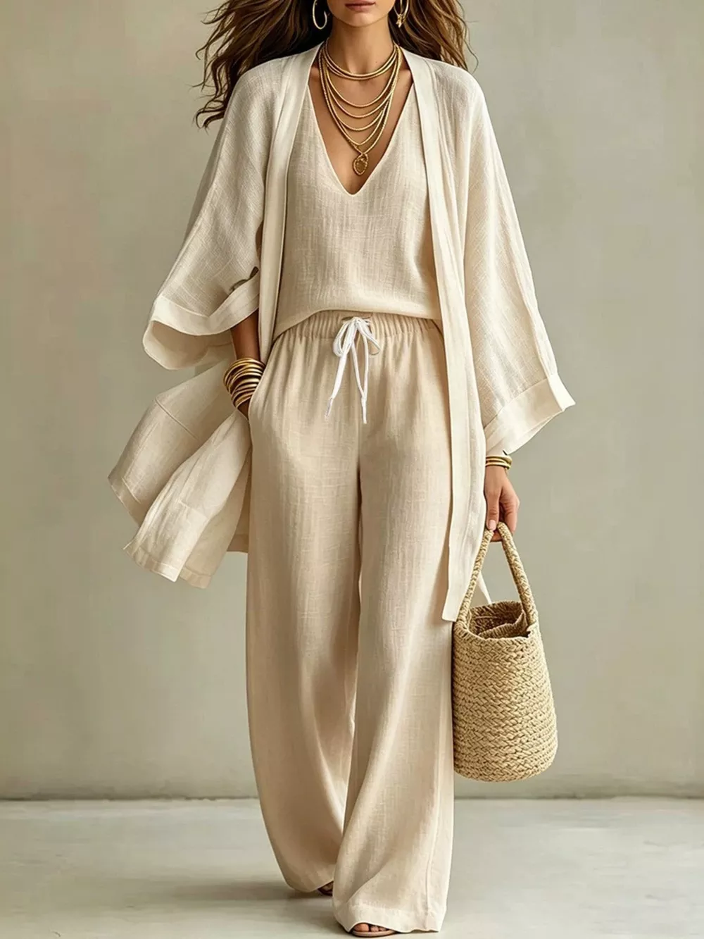 Full Size V-Neck Tank & Cardigan and Pants Set Plus Size, image 5