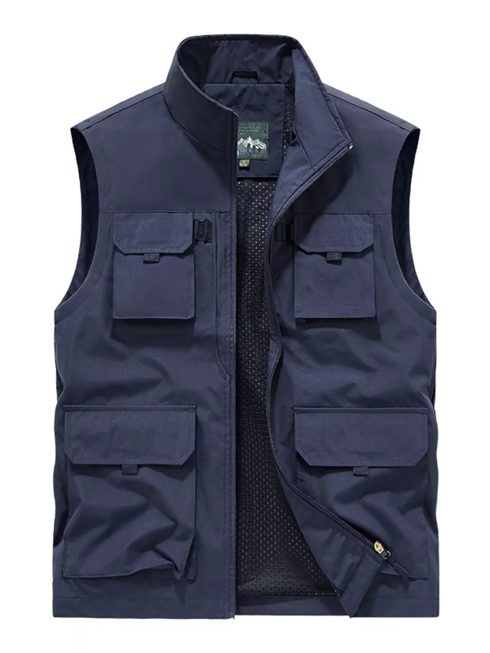 Men's Plus Size Multi-Pocket Zip Up Vest Coat, image 4