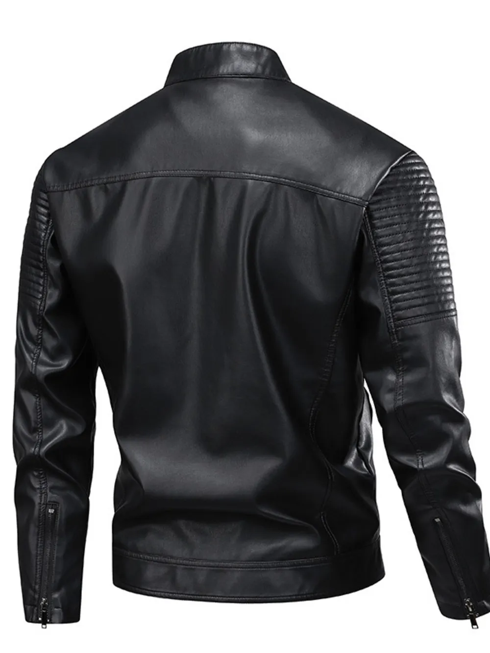 Men's Full Size Zip Up Leather Motorcycle Jacket Plus Size, image 2