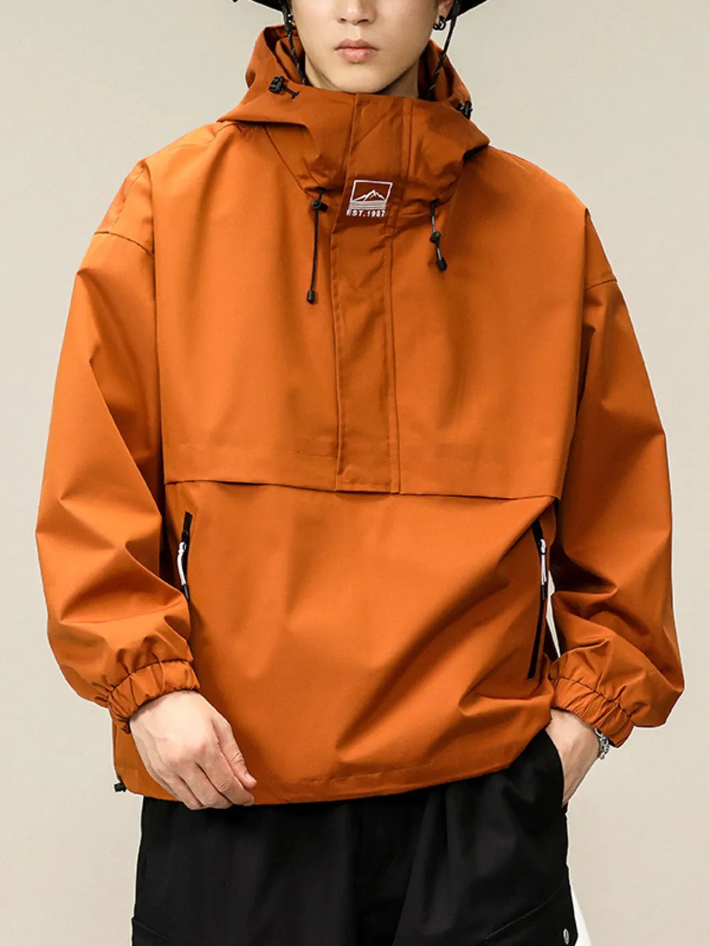 Men's Plus Size Hooded Windbreaker Jacket, image 7