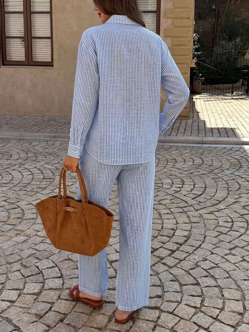 Striped Button Up Shirt and Pants Set, image 5