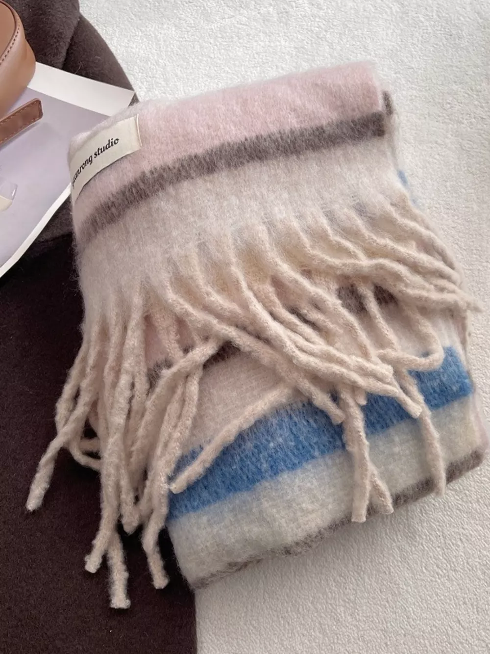 Soft Plaid Tassel Warm Scarf, image 9
