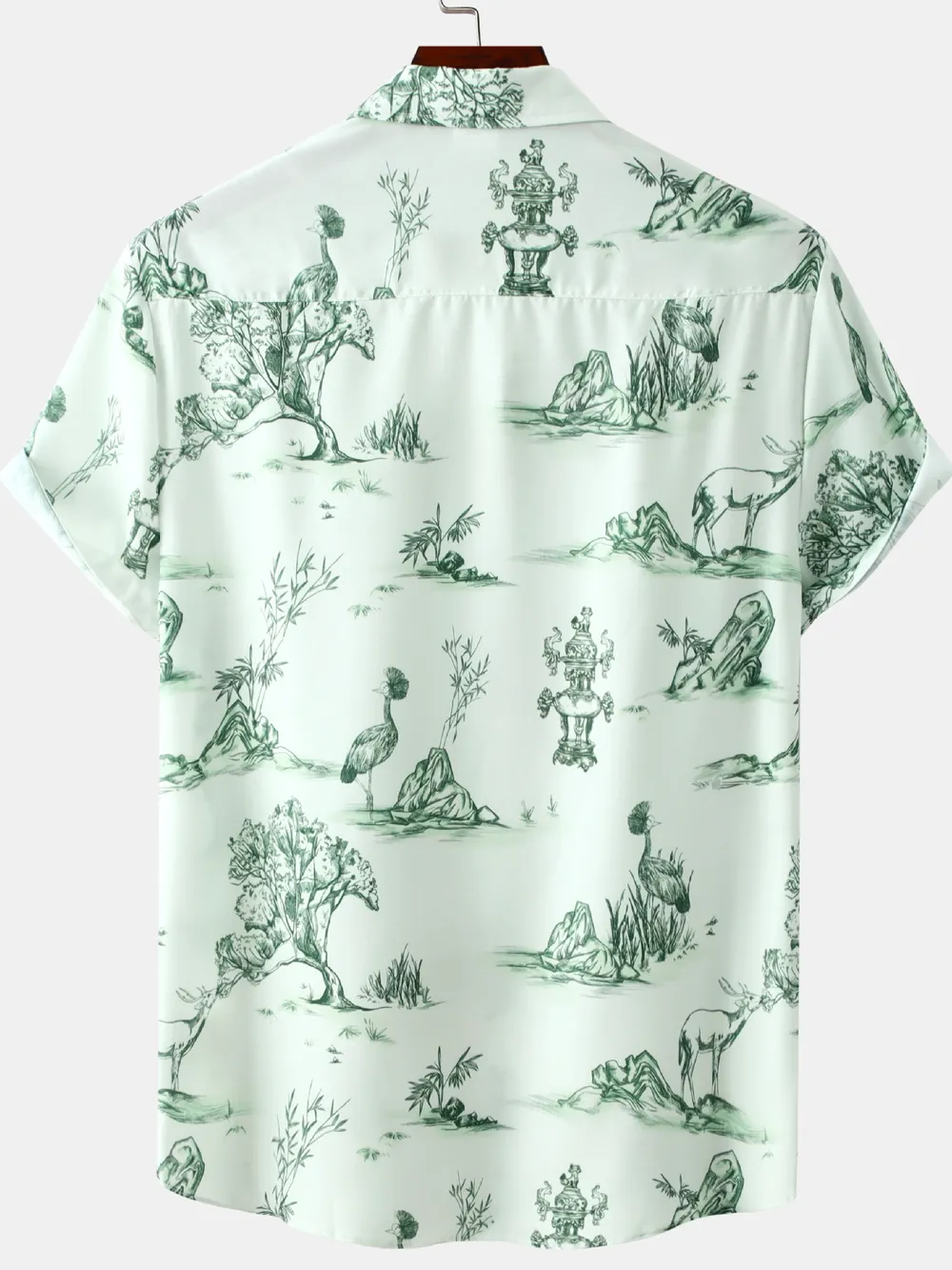 Men's Plus Size Printed Short Sleeve Button-Up Shirt, image 2