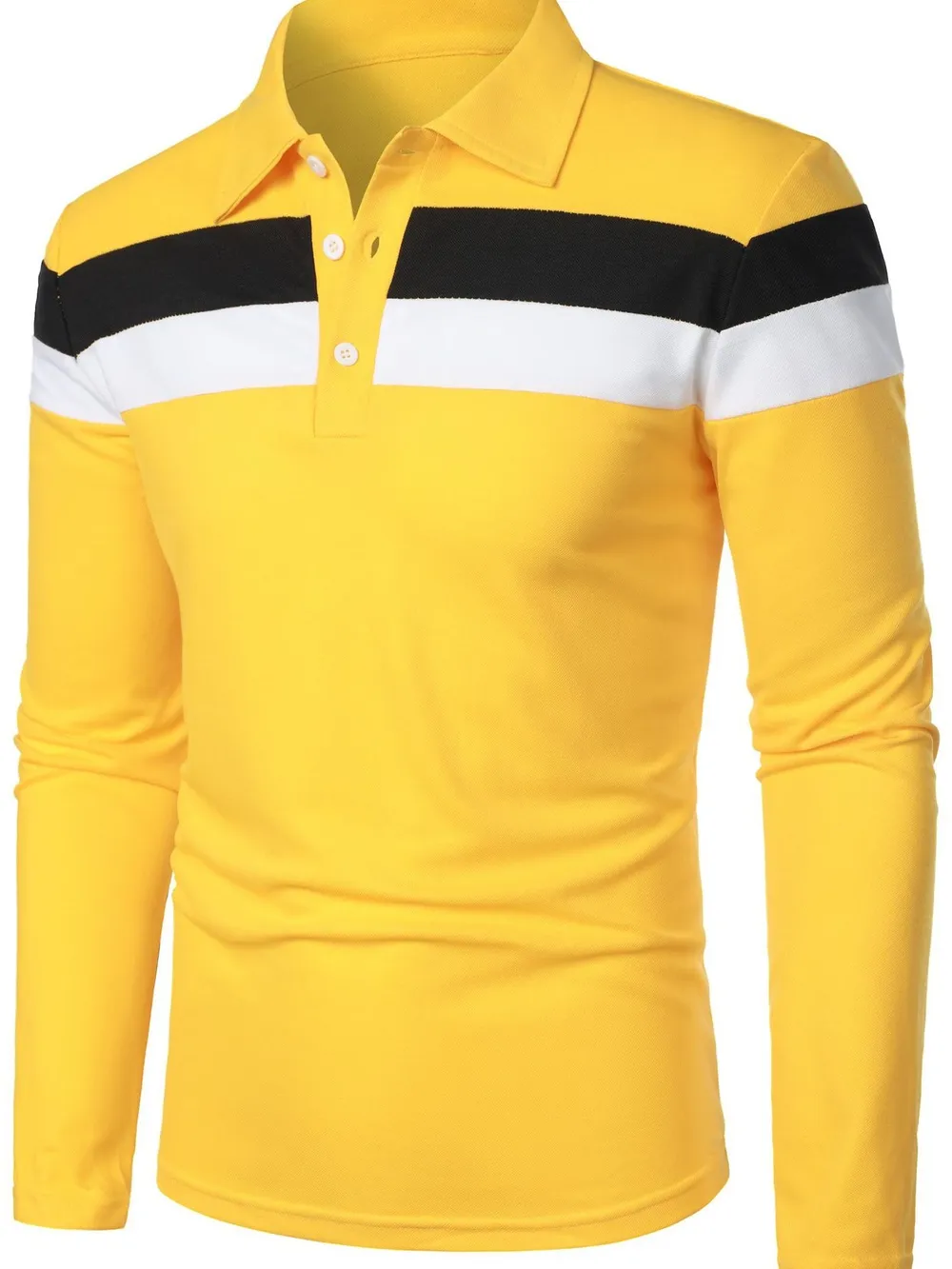 Men's Full Size Color Block Long Sleeve Polo Plus Size, image 5