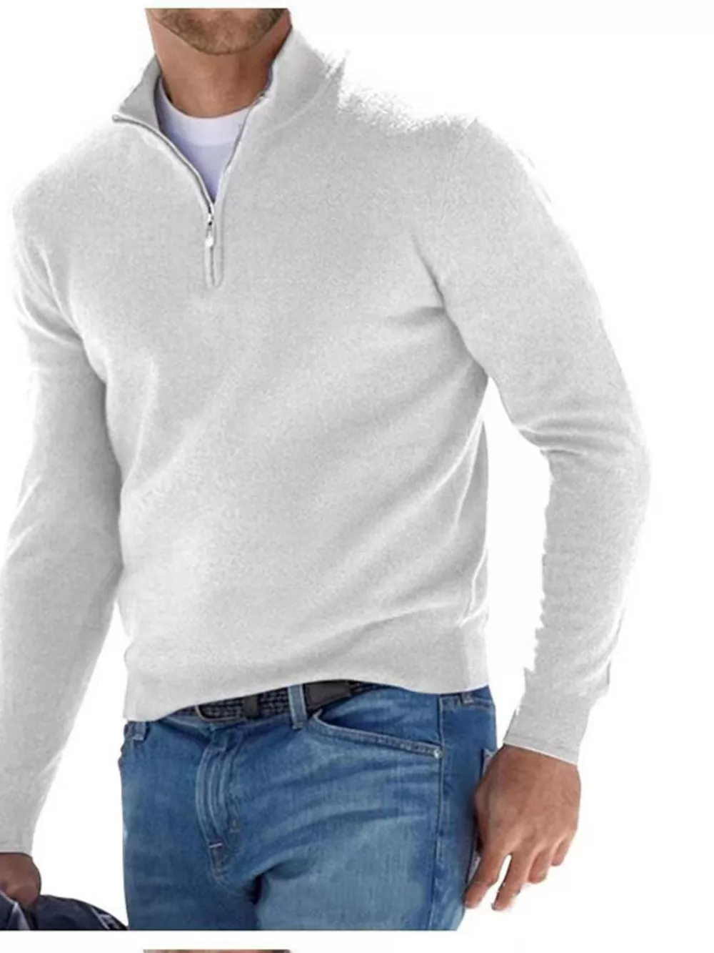 Men's Full Size Quarter-Zip Long Sleeve Sweater Plus Size, image 10