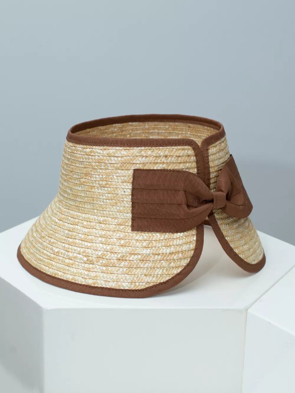 Straw Sun Visor Hat with Bow, image 5