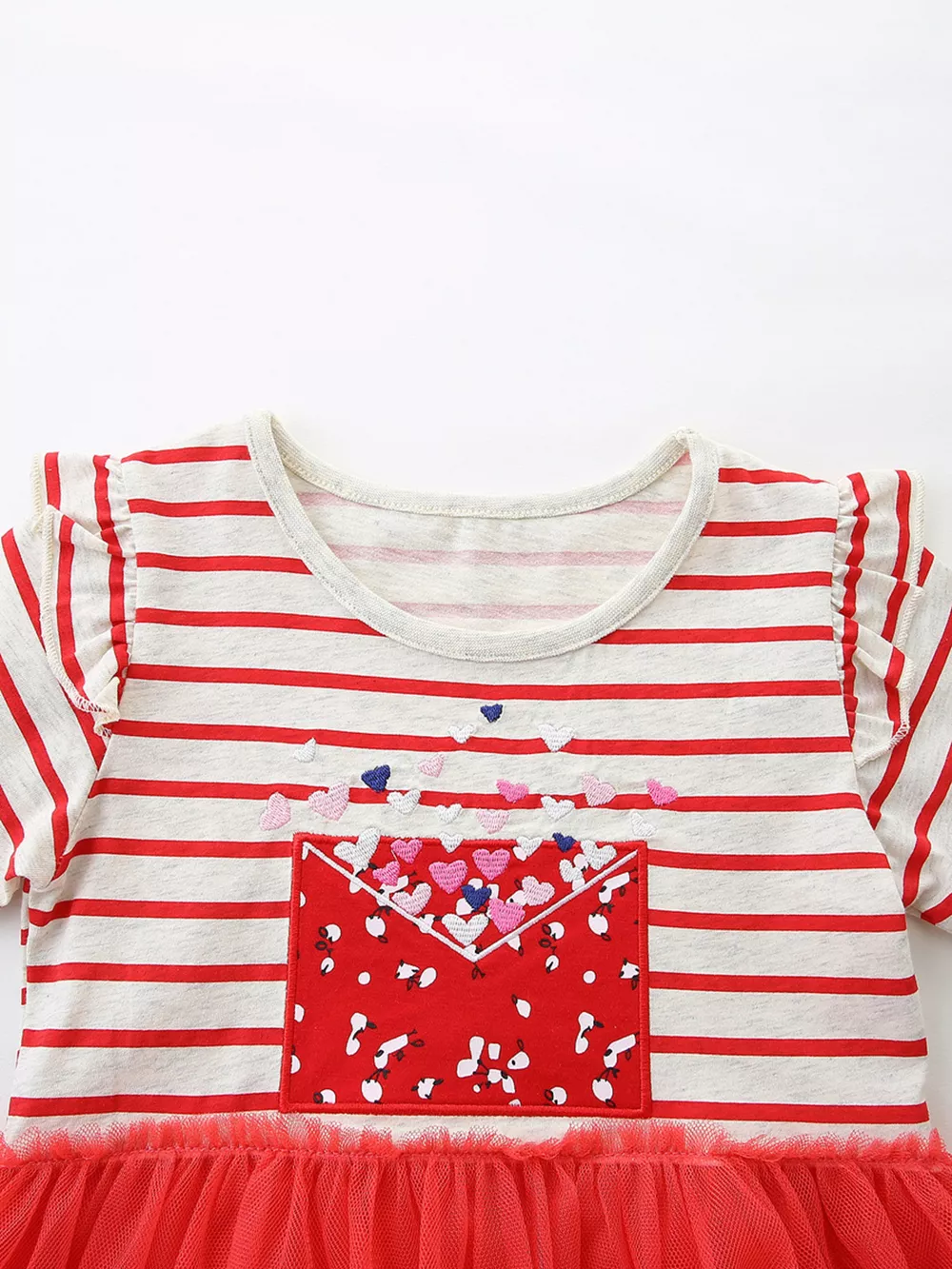 Children's Striped Short Sleeve Tulle Dress, image 3