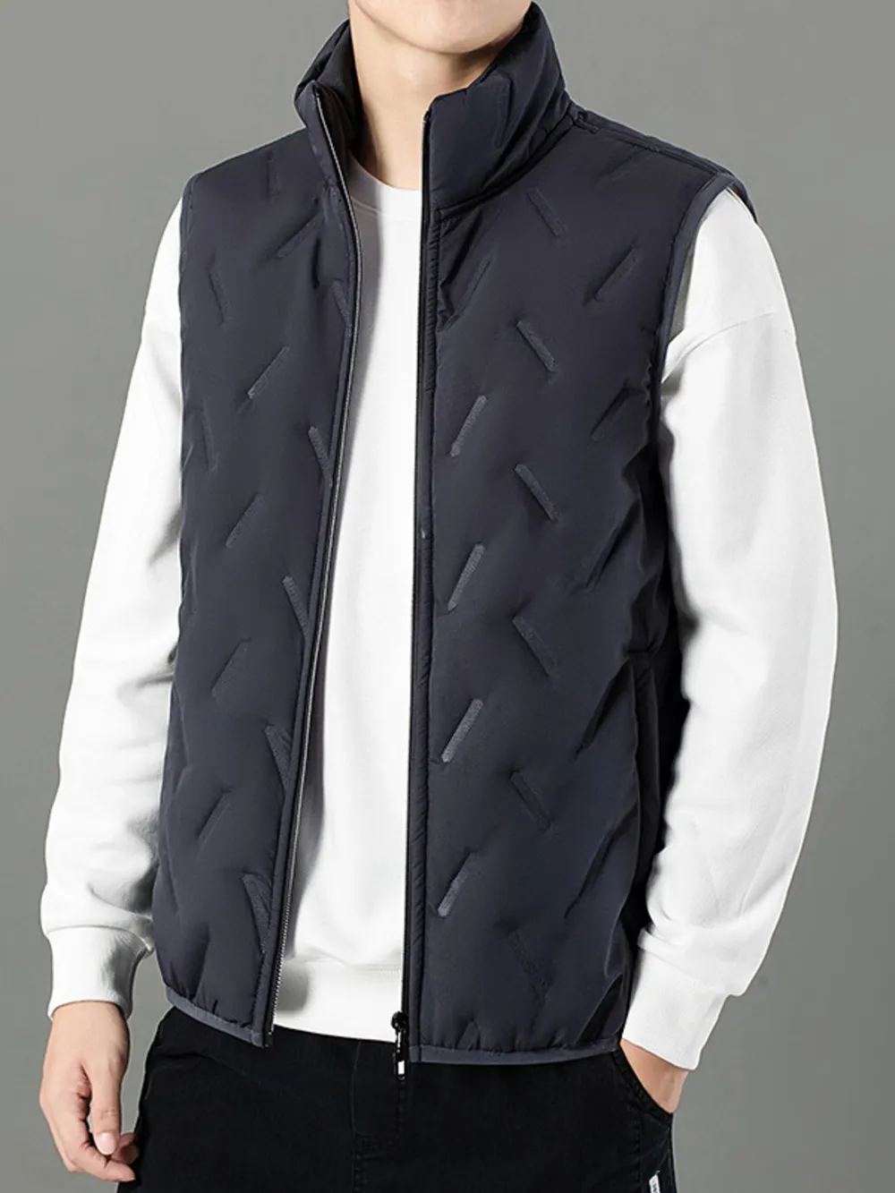 Men's Plus Size Zip Up Padded Quilted Vest, image 7