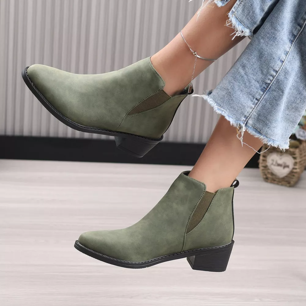 Point Toe Block Heels Ankle Boots, image 12