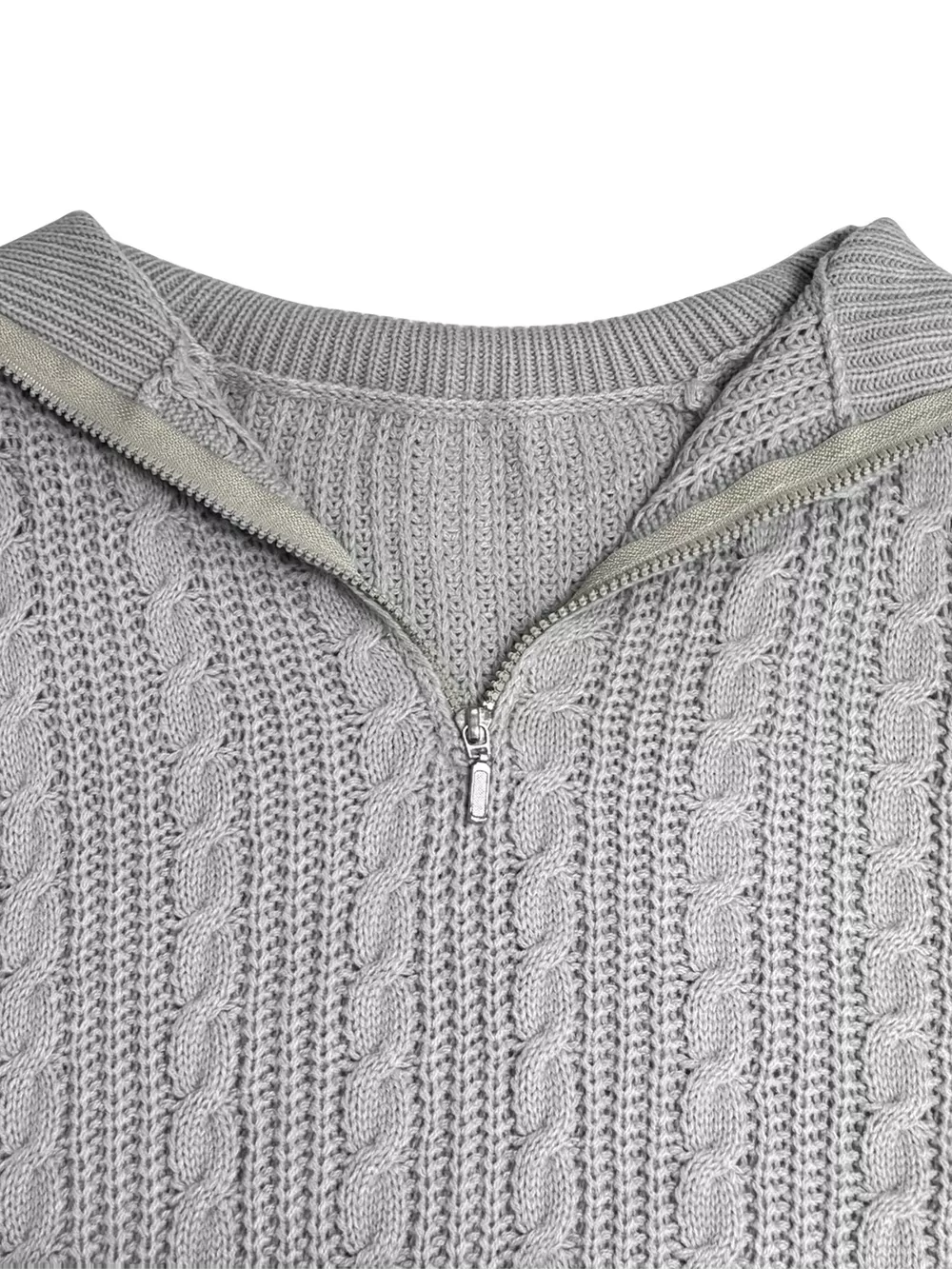 Cable Knit Half Zip Sweater, image 8