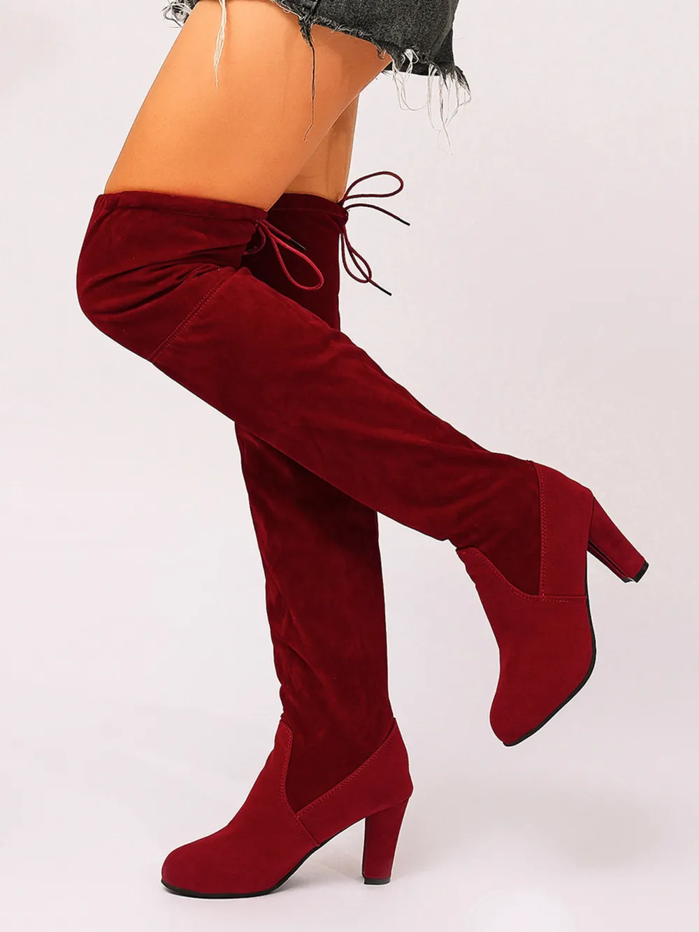 Suede Over-The-Knee High Heel Boots, image 9