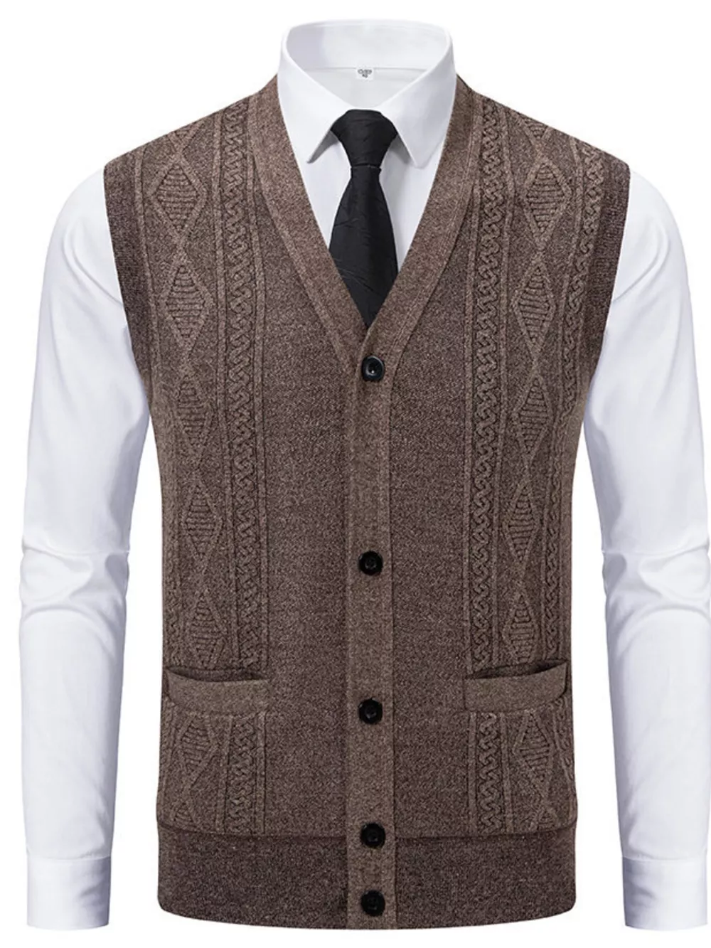 Men's Plus Size Button-Down Sweater Vest, image 8