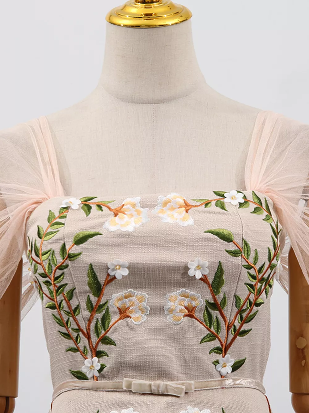 Embroidered Tulle Pleated Midi Dress, image 5