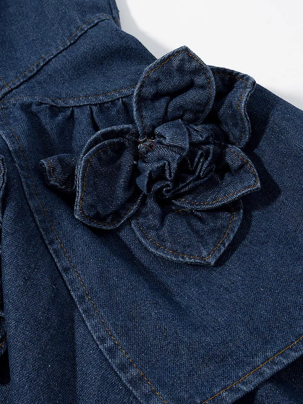 Floral Ruffle Layered Denim Dress, image 8