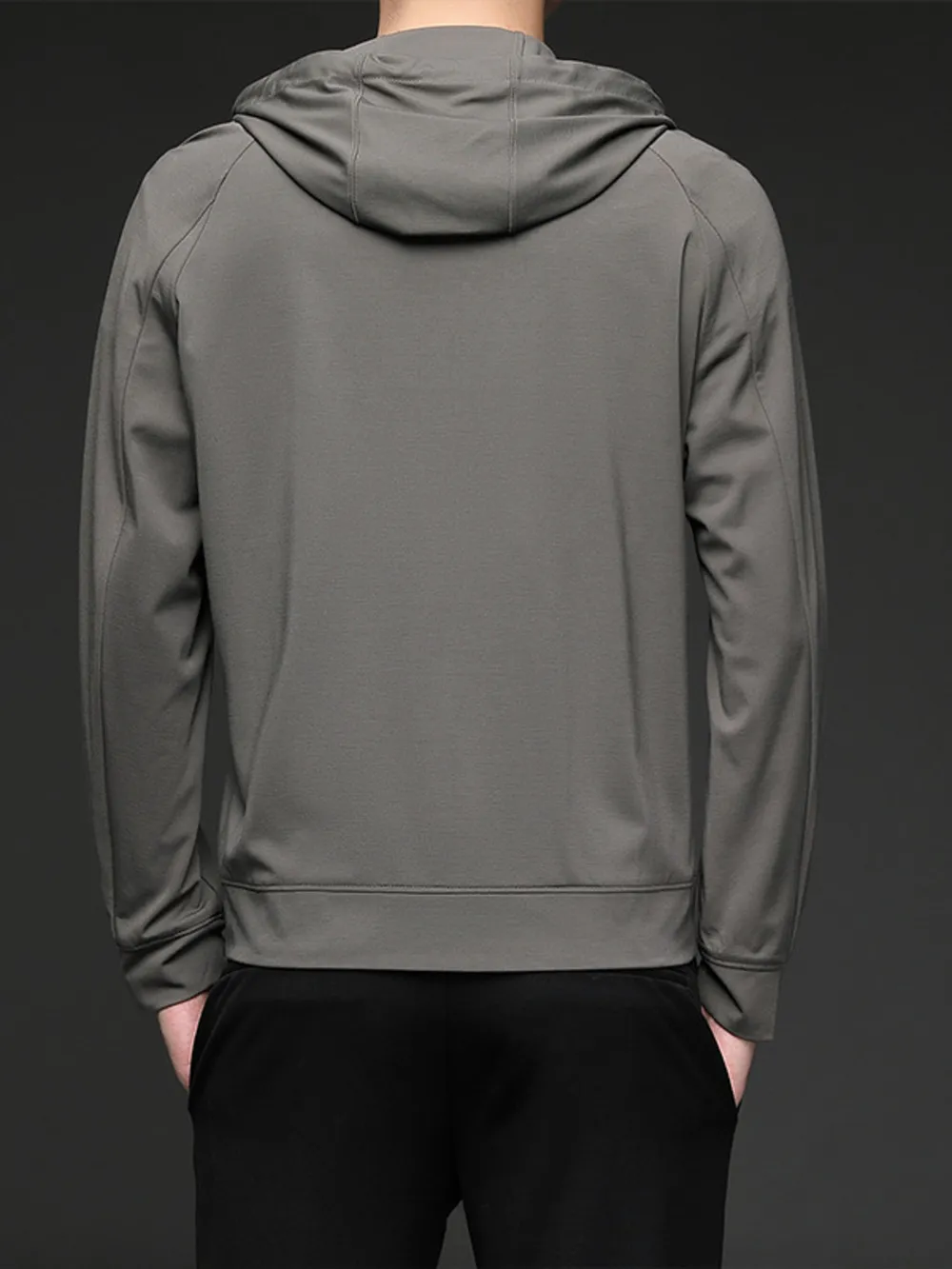 Men's Plus Size Drawstring Zip Up Long Sleeve Hoodie, image 2