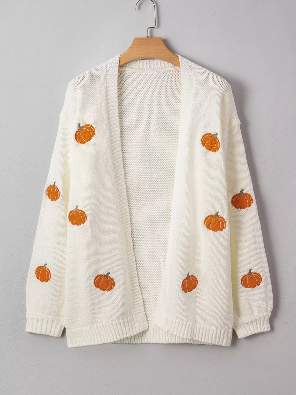 Halloween Pumpkin Embroidered Knit Cardigan, image 6