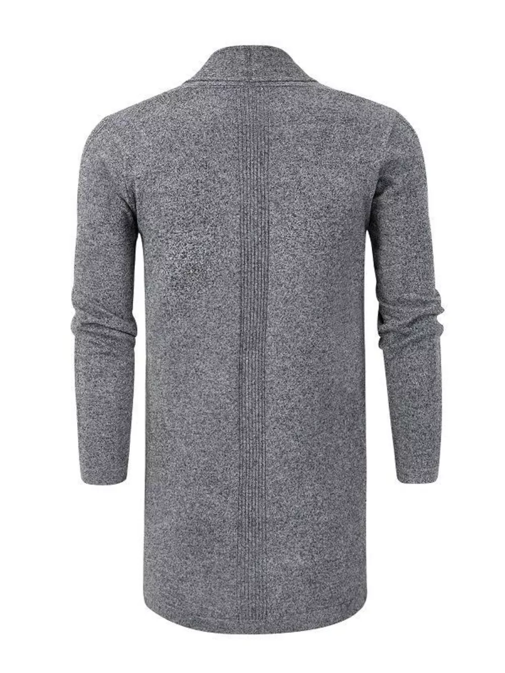 Men's Plus Size Heathered Open Front Longline Knit Cardigan with Pockets, image 3