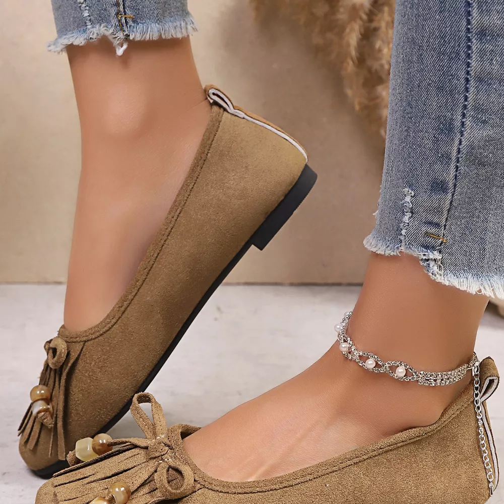 Suede Fringe Slip-Ons, image 6