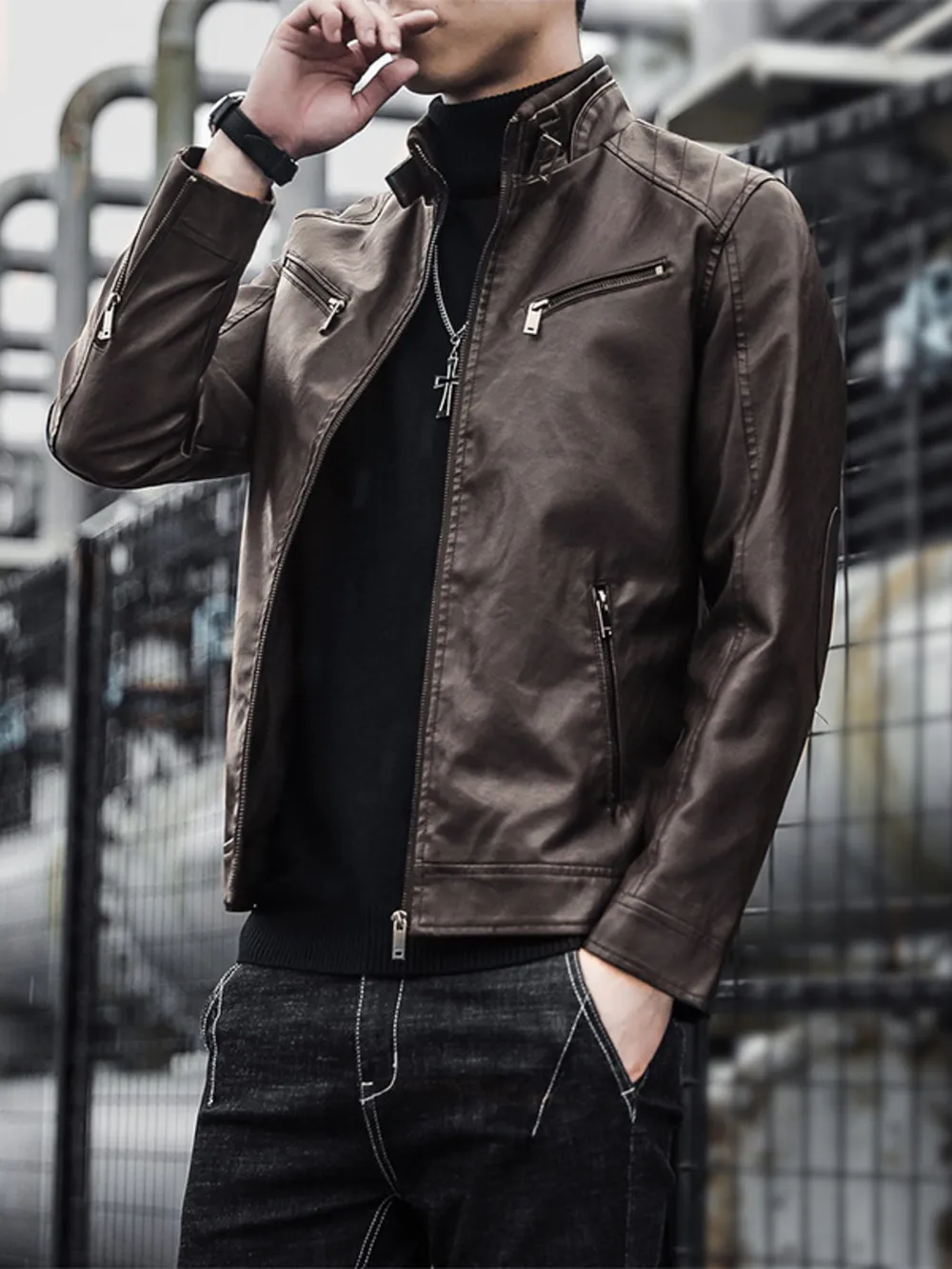 Men's Plus Size Zip Up Long Sleeve Jacket, image 4