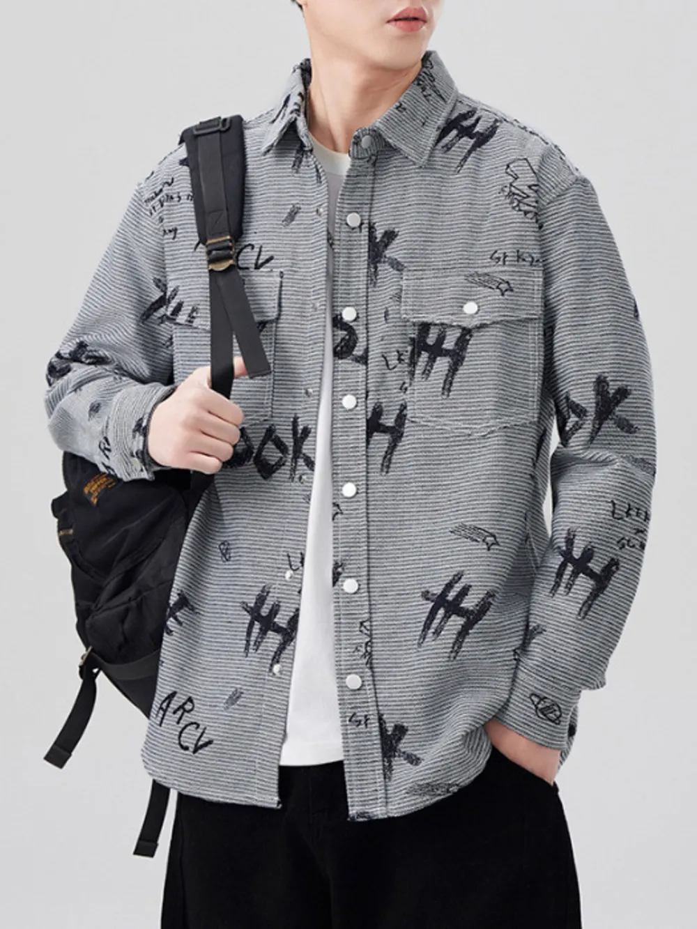 Men's Plus Size Button Up Long Sleeve Shirt