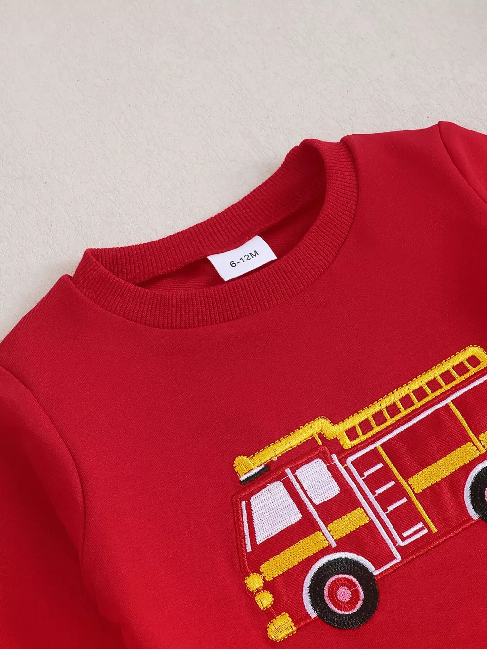 Children's Fire Truck Embroidered Top and Pants Set, image 4