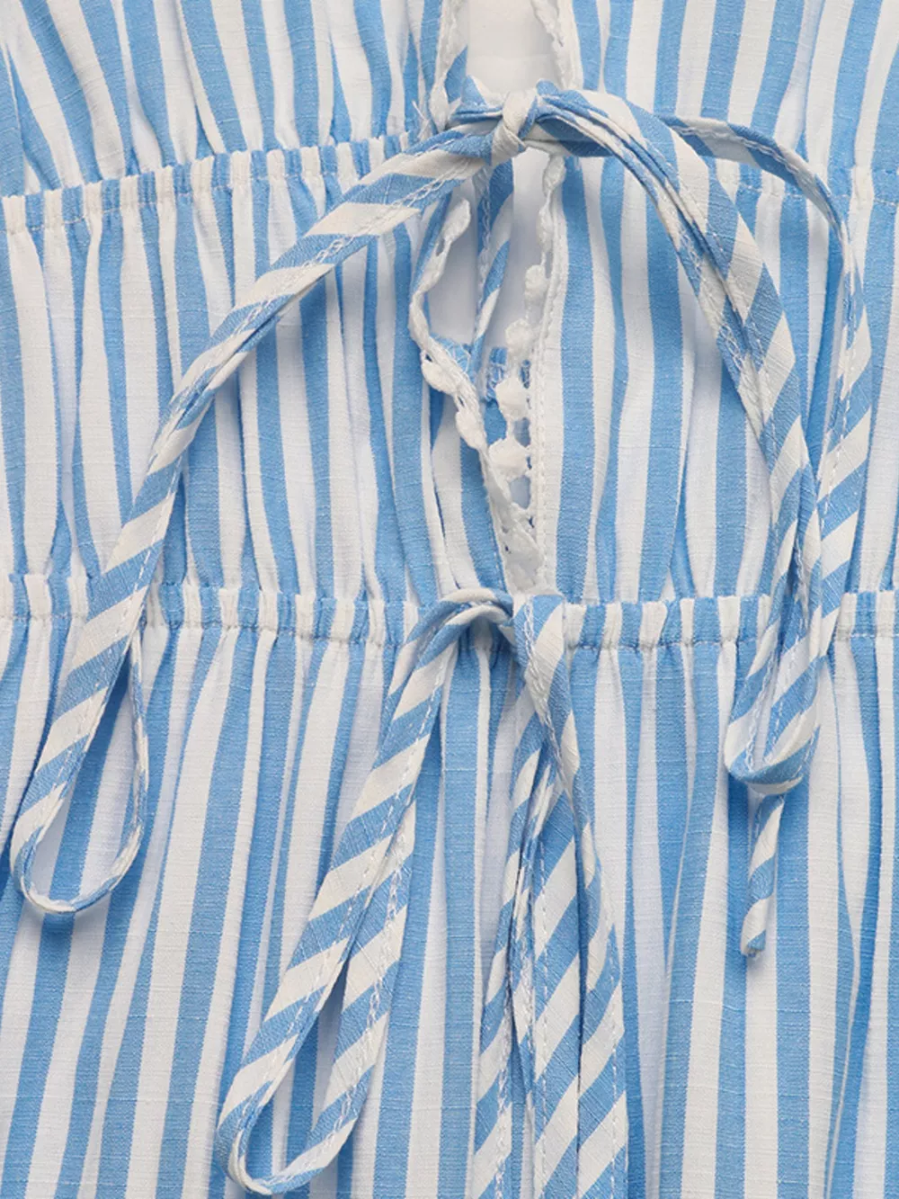 Striped Pom-Pom Trim Tie Front Sleeveless Mini Dress, image 7