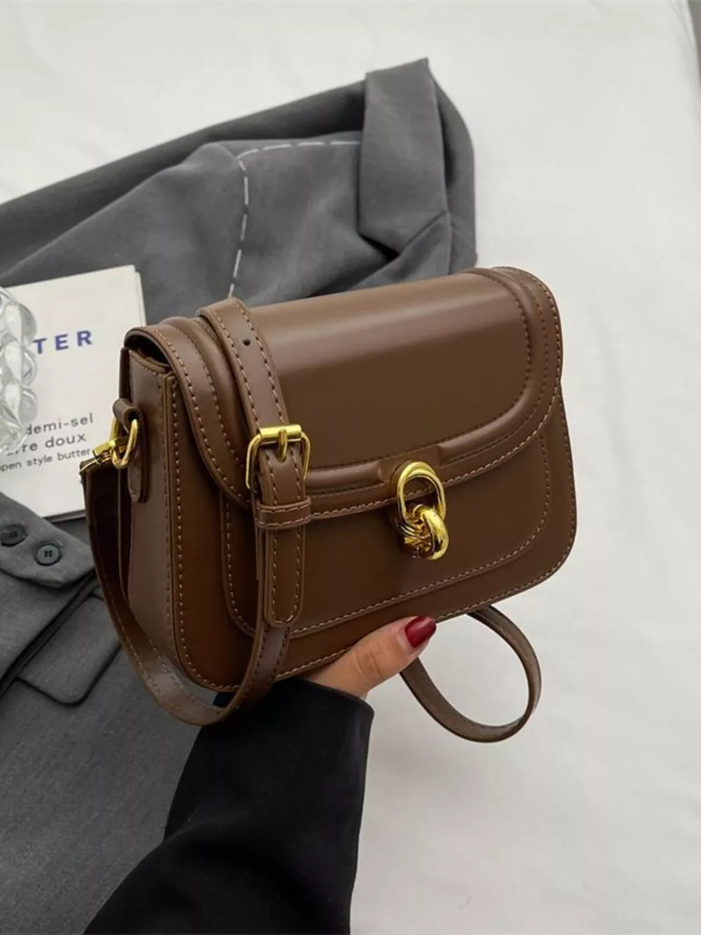Adjustable Strap Flap Crossbody Bag, image 3