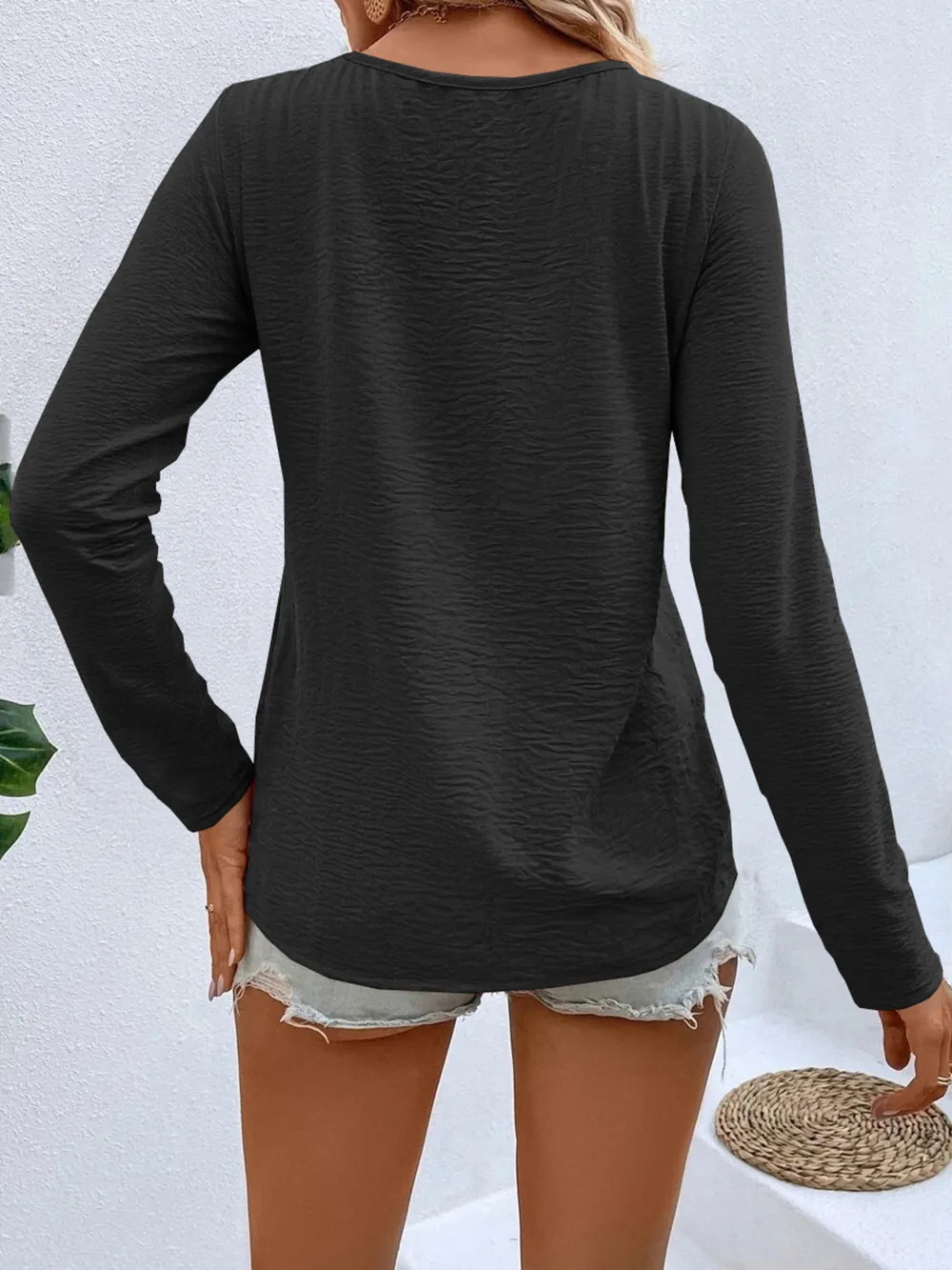 Full Size V-Neck Long Sleeve T-Shirt Plus Size, image 12