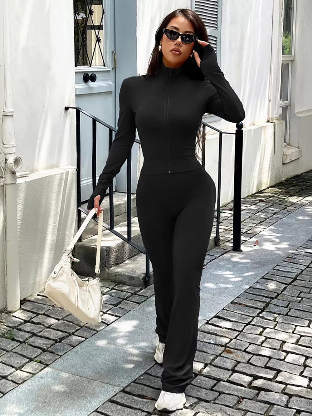 Zip Up Long Sleeve Outerwear and Pants Active Set, image 2