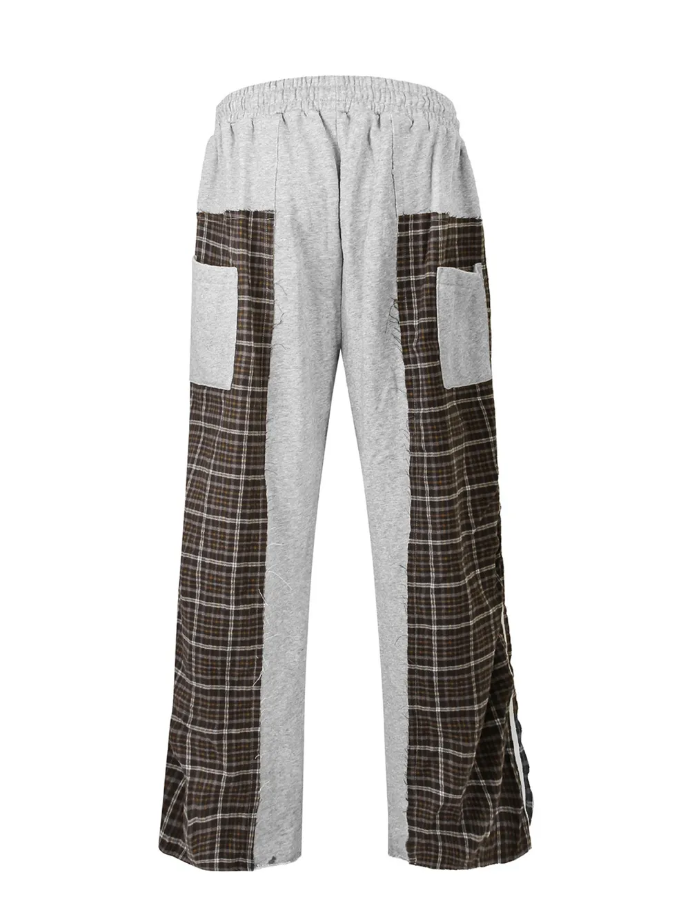 Men's Drawstring Patchwork Plaid Wide Leg Pants, image 4
