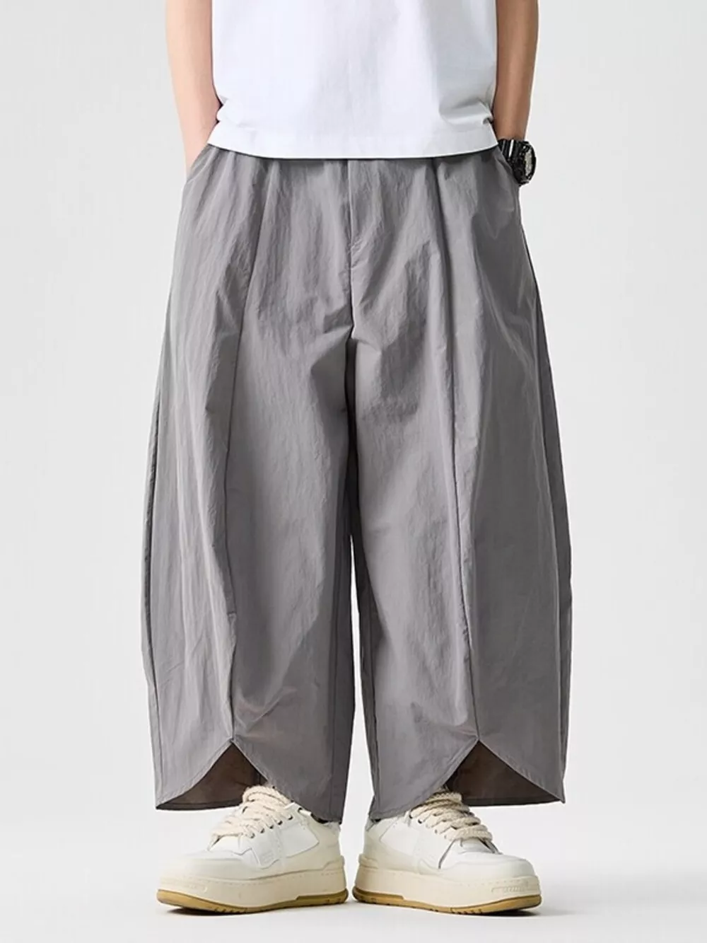 Men's Plus Size Loose-Fit Wide-Leg Cropped Harem Pants, image 7