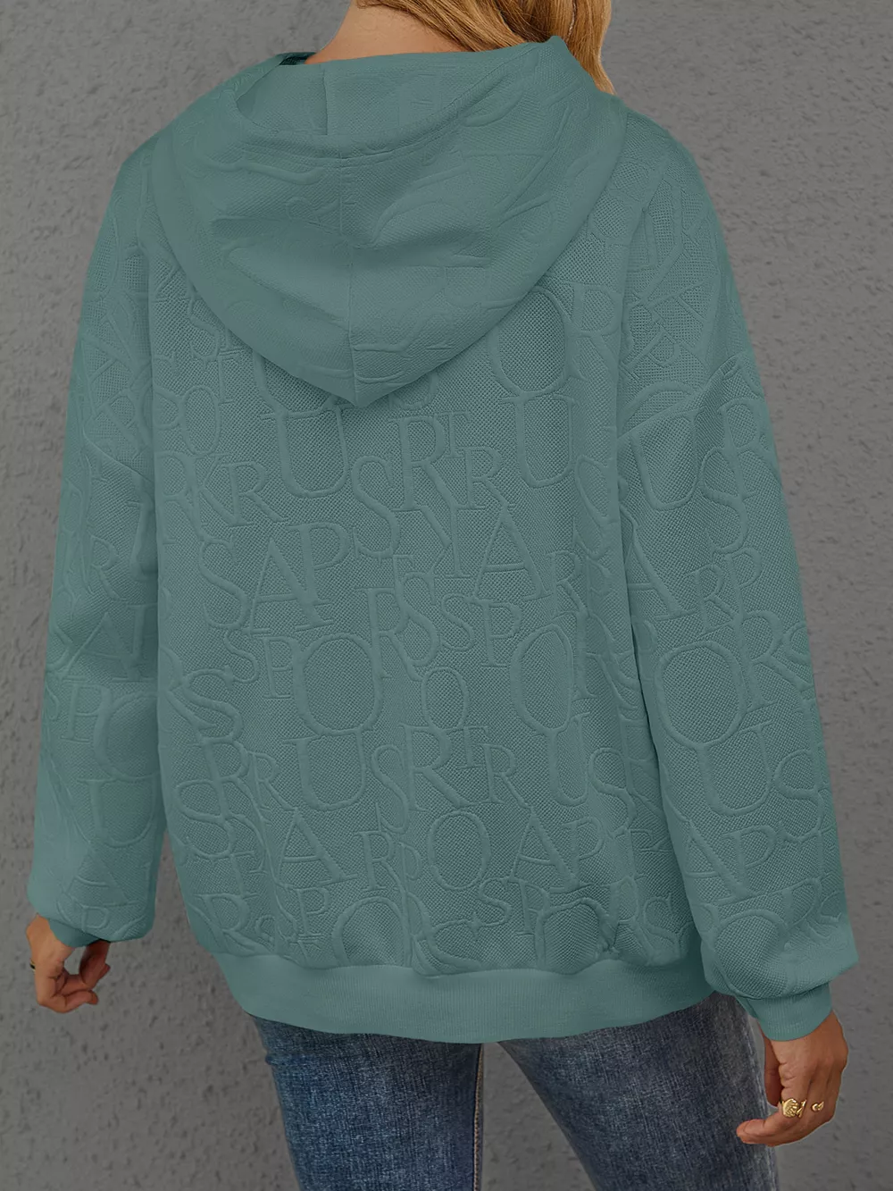 Full Size Embossed Lettering Casual Hoodie Plus Size, image 24