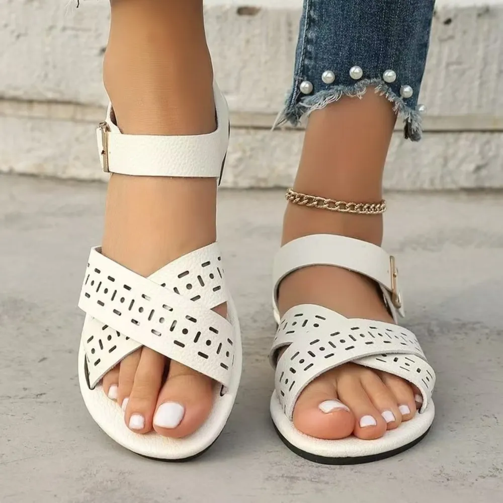 Crisscross Strap Flats Sandals, image 6