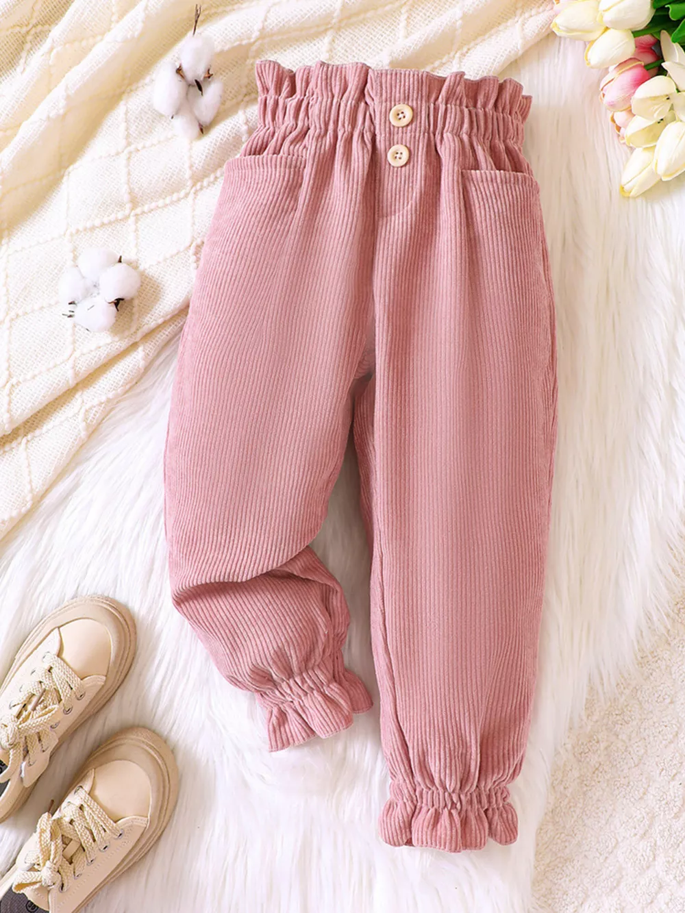 Children's Ruffled Hem Corduroy Pants, image 11